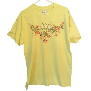 Hummingbird Floral T Shirt Unisex Standard Large Yellow NEW NWOT
